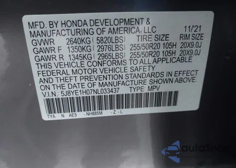 2022 Acura Mdx A-Spec Package z USA, uszkodzony, nr VIN 5J8YE1H07NL033437